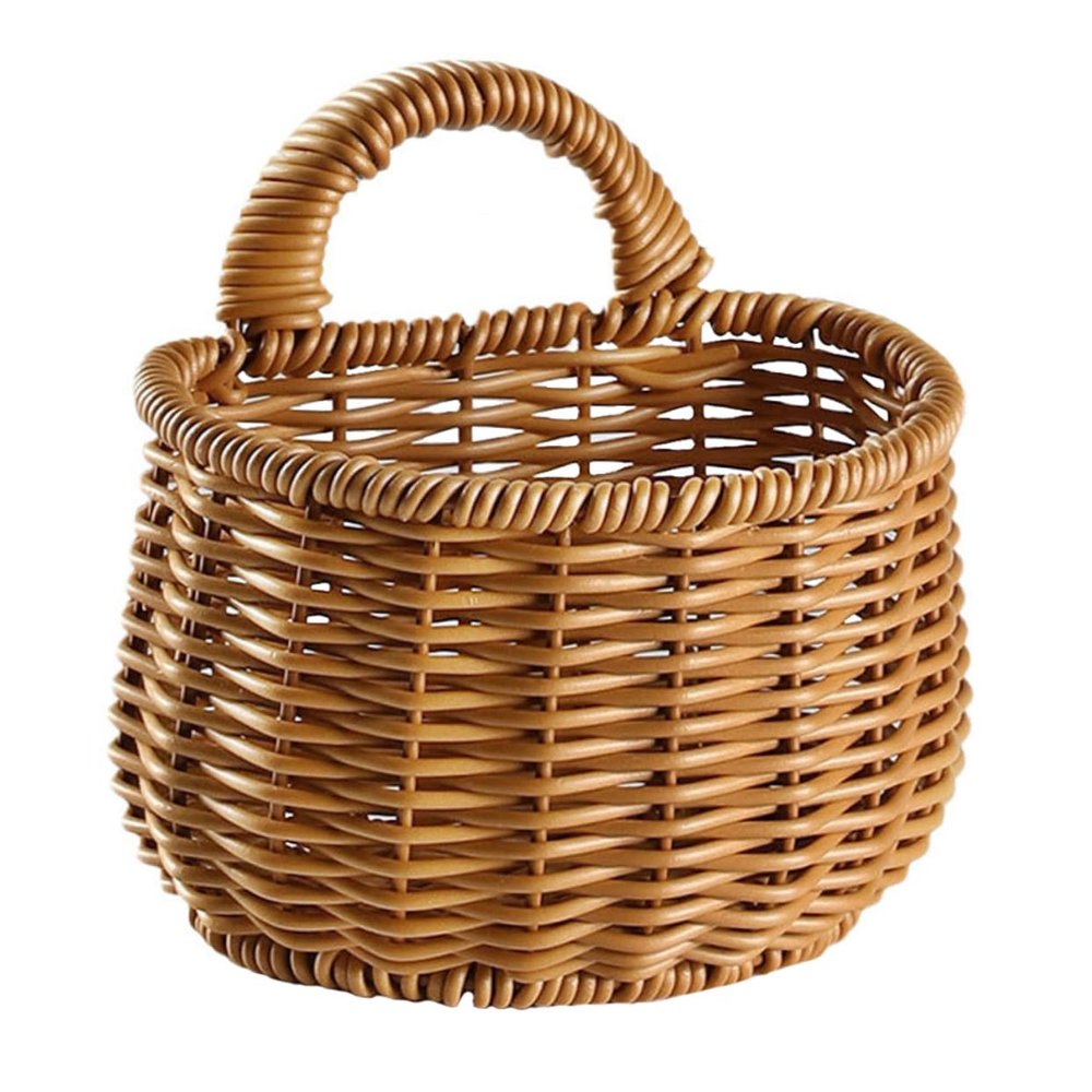 BEBEMOKO Woven Storage Basket for Kitchen Hanging and Garlic Organizer Wall-mounted Container for Clutter Spaces Neat Sundries Storage and Design