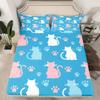 Feelyou Kawaii Cat Sheet Set Queen Size Kids Paw Print Bed Sheets Set for Boys Girls Teens Cute Kitten Sheets with Deep Pocket Fitted Sheet Breathable Cat Lover's Gift Bedding Set Animal view 3