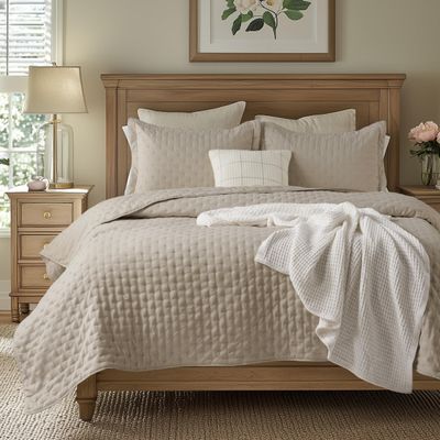 Bedsure California King Quilt - Linen Bedspread California King Size & Lightweight Comforter, Modern Farmhouse Coverlet with Clover Pattern, Ultra Soft All-Season Bedding, 111x106 Inches