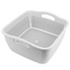 1 Pcs Grey Double-Layer Draining Basket - Multi-Functional Plastic Fruit and Vegetable Washing Basket Stackable Wash Drain Basket for Kitchen Storage view 1