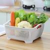 1 Pcs Grey Double-Layer Draining Basket - Multi-Functional Plastic Fruit and Vegetable Washing Basket Stackable Wash Drain Basket for Kitchen Storage view 4