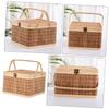 CIYODO Handheld Storage Basket Lid Multi-use Organizer for Capacity Woven Basket for Fruits and Sundries view 4