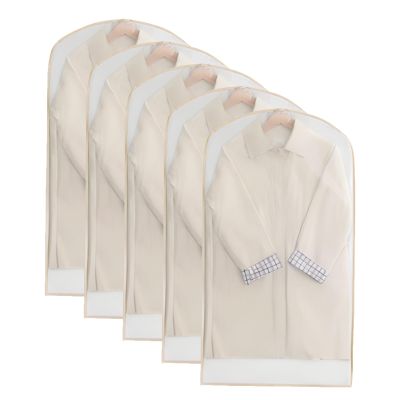5 Packs Clear Garment Bags, Coat Bags for Closet Storage, Hanging Clothes Bag, Clothing Bags, Suit Garment Bag, Clothes Covers Protecting Dusts, Garment Storage Bags(Beige,60x108cm/24x42.5in)