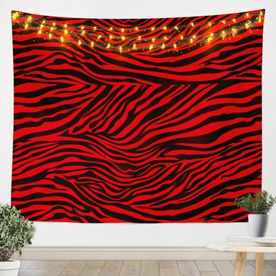 Feelyou Zebra Wall Hanging Large 59"x82" Animal Print Tapestry for Kids Boys Girls Decor Leopard Wall Blanket Stripes Wall Art Red Tapestries