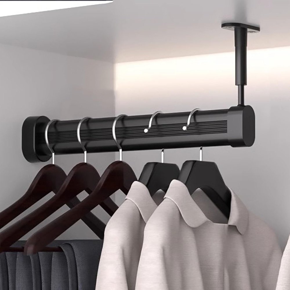 Elitix L & U Shaped Closet Rods for Hanging Clothes, Adjustable Wardrobe Rod Rail Socket End Support Bracket, Garment Organizer Hanger for Cabinet(L-Shape,15cm(5 7/8"))