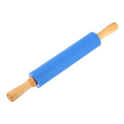 uxcell 9.6 Inch Silicone Rolling Pin Small Dough Roller Blue