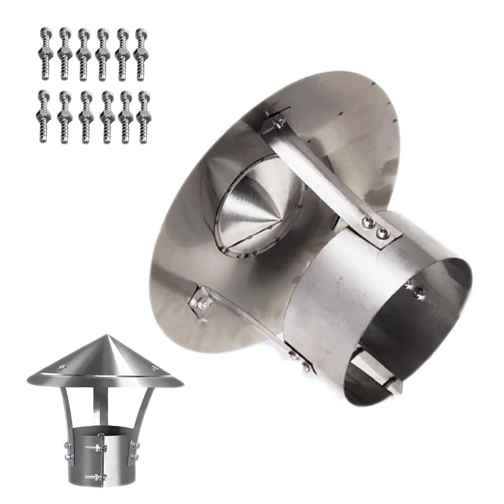 Roof Chimney Cap Stove Pipe Topper Fireplace Chimney Caps Stainless Steel Chimney Flue Cowl for Outside, Easy to Install Exterior Chimney Cover(300mm/11.8")