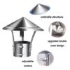 Roof Chimney Cap Stove Pipe Topper Fireplace Chimney Caps Stainless Steel Chimney Flue Cowl for Outside, Easy to Install Exterior Chimney Cover(300mm/11.8") view 3
