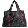 allydrew Large Foldable Tote Nylon Reusable Grocery Bags, Cosmic Paisley view 4