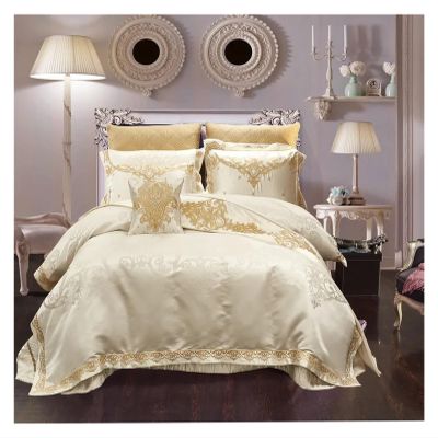 Luxury 4pcs Chic Satin Cotton Bedding Set Queen King Size Duvet Cover Set Bed Sheet/Spread Set Pillowcases,Bed