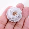 3cm Handmade Chiffon Multilayer Fabric Cored Flowers (10Pcs White) view 4