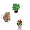 3Pcs Acrylic Double-Sided Pattern Refrigerator Magnets - Green Plant Design (Basin Cutting) view 2