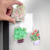 3Pcs Acrylic Double-Sided Pattern Refrigerator Magnets - Green Plant Design (Basin Cutting) view 3