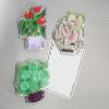 3Pcs Acrylic Double-Sided Pattern Refrigerator Magnets - Green Plant Design (Basin Cutting) view 4