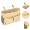 Ioensy Bedside Caddy Hanging Bed Organizer Versatile for Bedroom with Adjustable Straps 11.8x7.8x4.3inch Bed Pockets Basket, Light Yellow view 3