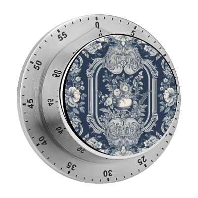 Mechanical Kitchen Timers for Cooking,Retro Design Pattern Printed 60 Minute Magnetic Countdown Timer,Cute Cooking Timers with Alarm,Stainless Steel Time Timer Manual No Batteries Required