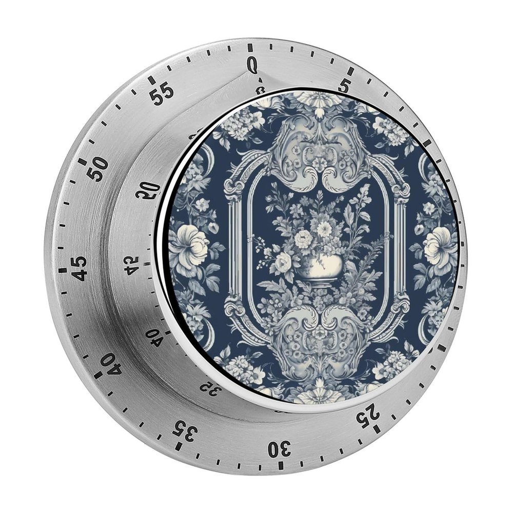 Mechanical Kitchen Timers for Cooking,Retro Design Pattern Printed 60 Minute Magnetic Countdown Timer,Cute Cooking Timers with Alarm,Stainless Steel Time Timer Manual No Batteries Required