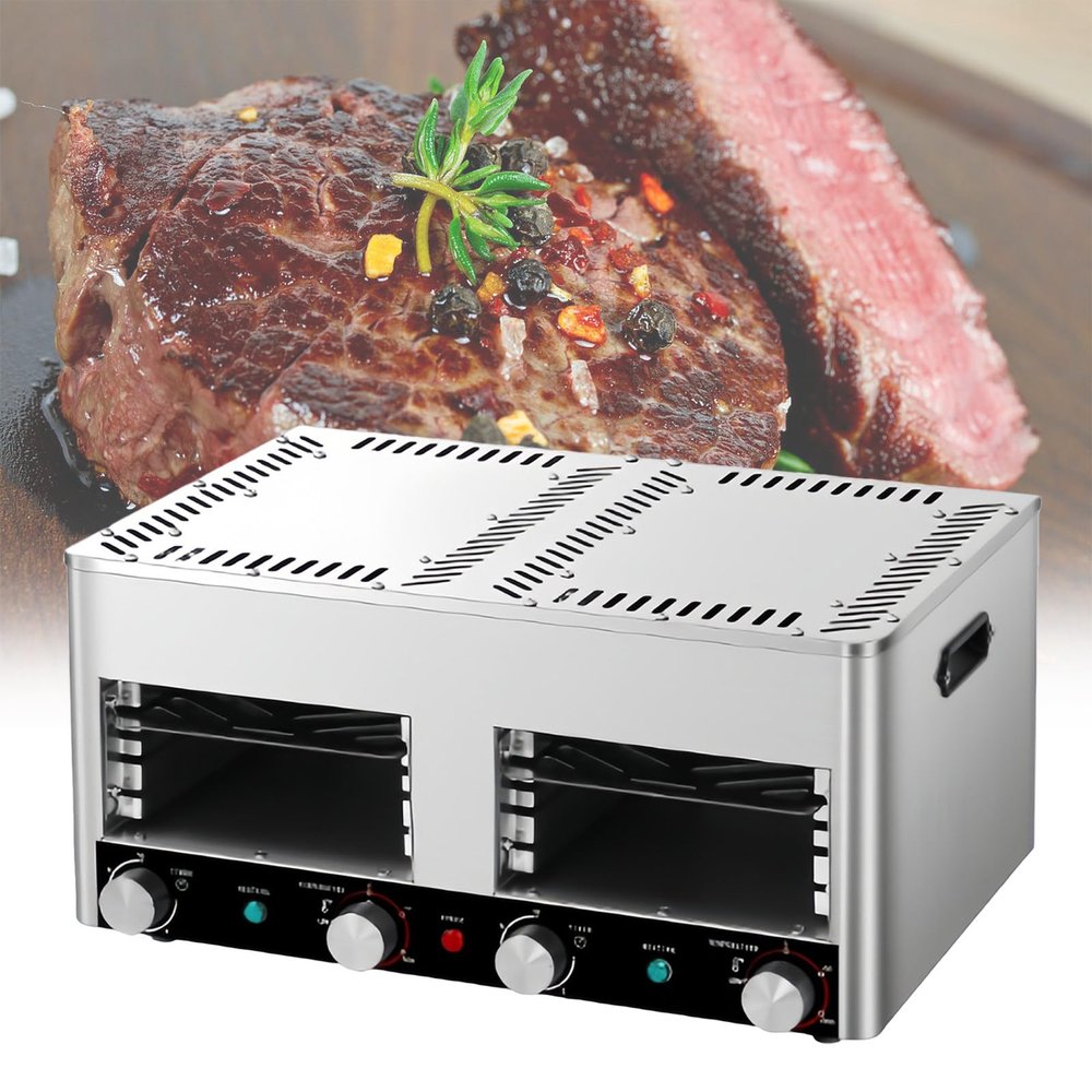 Electric Steak Grill, Portable Indoor Countertop Oven, Smokeless Electric Grill, Commercial Electric Oven with 10min Timing & 800 Temperature Adjustment, Steak Oven for Indoor Kitchen,B-220V