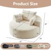 55''W Oversized Round Chair with Pillows,Comfy Corduroy Single Chair,Oversized Accent Chair with Deep Seat, Modern Large Reading Chairs for Living Room & Bedroom (Beige) view 2