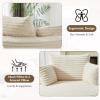 55''W Oversized Round Chair with Pillows,Comfy Corduroy Single Chair,Oversized Accent Chair with Deep Seat, Modern Large Reading Chairs for Living Room & Bedroom (Beige) view 4