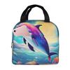 Colorful Starry Sky Ocean Dolphin Print Lunch Bag For Man,Lunch Tote For Woman,Leakproof Insulated Lunch Box, Adult Lunch Tote Bags view 1