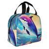 Colorful Starry Sky Ocean Dolphin Print Lunch Bag For Man,Lunch Tote For Woman,Leakproof Insulated Lunch Box, Adult Lunch Tote Bags view 2