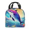 Colorful Starry Sky Ocean Dolphin Print Lunch Bag For Man,Lunch Tote For Woman,Leakproof Insulated Lunch Box, Adult Lunch Tote Bags view 3
