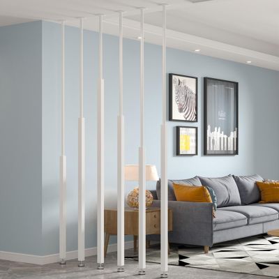 6 Pieces Floor Privacy Partition Post Screens Room Dividers Bathroom Apartment Wall Partition Curtain Partition Column Versatile Space Separator 2.3-7.9ft High(White,165cm/65in/5.41ft)