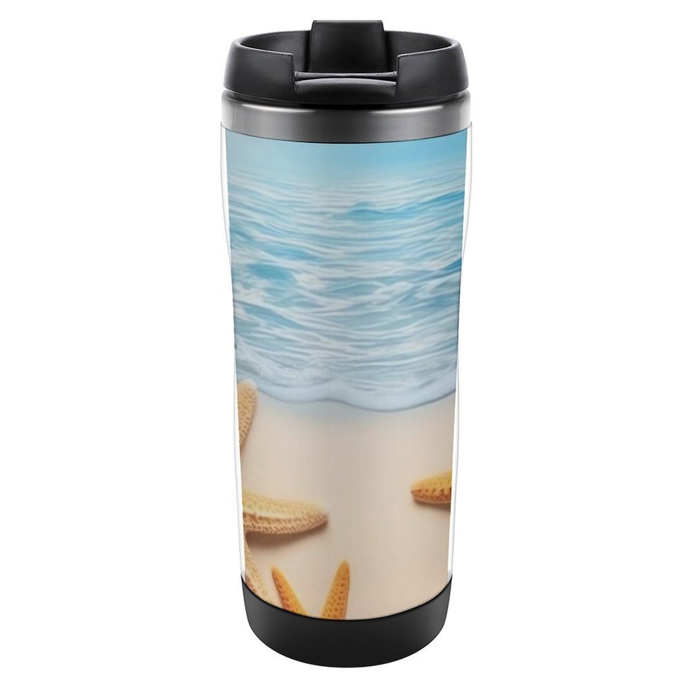 13 Oz Travel Mug Summer Starfish Stainless Steel Double Wall Vacuum Leak Proof Insulated Tumbler with Lid Hot And Cold Beverage Holder for Travel Picnic Outdoor