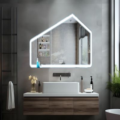52 * 28 inch LED Bathroom Vanity Mirror Wall Mounted Adjustable White/Warm/Natural Lights Anti-Fog Touch Switch with Memory Modern Smart Large Bathroom Mirrors