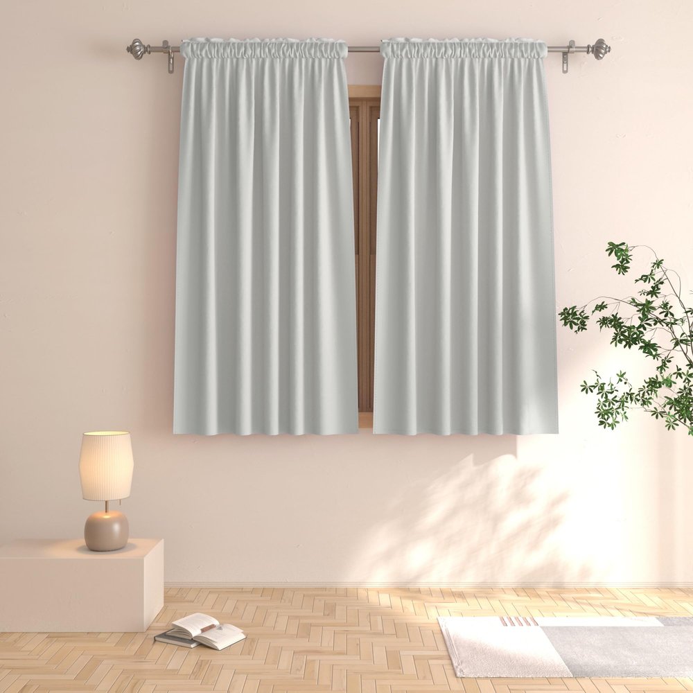 UPOPO Light Grey Room Darkening Curtains 48 inches Long Window Curtain Panels Living Room Kitchen Rod Pocket Thermal Insulated Drapes Bedroom Bathroom Basement 2 Panels 52"x48"