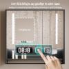 LED Smart Medicine Cabinet with Lights,Bathroom Wall Mount Anti-Fog Mirror Cabinet,Three-color light,Modern Bathroom Storage Wall Cabinet,LED Vanity Mirror Cabinet Time display,Paper hole,Towel bar(Gr view 3