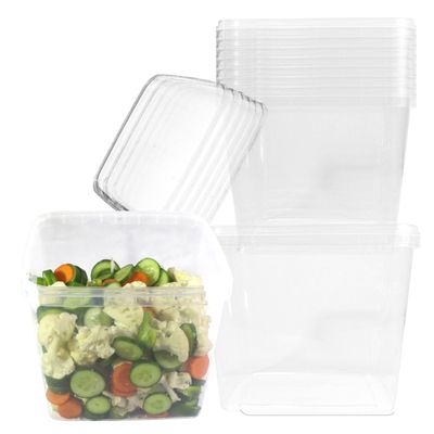 150 oz Square Clear Stackable Deli Containers with Airtight Tamper-Proof Lids, BPA-Free Plastic Food Storage, Microwave, Freezer Safe, Meal Prep, Takeout Containers for Kitchen, Restaurants (100)