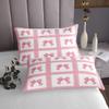 Manfei Kids Pink Bow Bedspread King Size, Cartoon Bowknot Coverlet Set for Girls Princess Room Decor, Pink Plaid Print Quilted Coverlet with 2 Pillowcases, Soft Polyester Bedding Quilt view 4