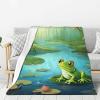 40"X30" Throw Blanket Plush Flannel Fleece Blanket Soft Lightweight Frog in A Pond Cozy Blankets for Bed Couch Sofa Travel view 1