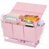 Frjjthchy Bedside Caddy Bedside Organizer,Bed Caddy with 11 Pockets and Power Strip Holder,Versatile Bedside Storage Caddy for Home,Dorm,Bunk,Hospital,Crib Bed (Pink) view 1
