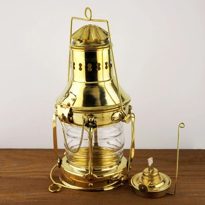 10" Vintage Brass Lantern Oil Lamp | Brass Finish Wall Hanging Lamp Antique Boat Lantern Home Decorative
