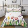 Feelyou Tulip Bedspread Twin Size Kids Floral Flower Coverlet Set for Boys Girls Teens Blossom Flowers Pattern Quilted Coverlet Breathable Natural Theme Quilted Quilt for Bedroom Living Room view 2