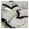 1.2/1.5/1.8/2.0M Duvet Cover French Retro 3/4PCS Cotton Sheets Black White Lace Quilt Cover Bedding Set Home Textile,Bed view 1