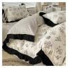 1.2/1.5/1.8/2.0M Duvet Cover French Retro 3/4PCS Cotton Sheets Black White Lace Quilt Cover Bedding Set Home Textile,Bed view 2