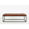 55-Inch Brown Leather Ottoman Bench with Metal for Home Dcor view 1