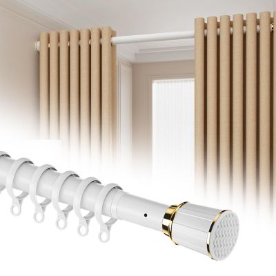 15-192 inch Tension Shower Curtain Rod, No Drill Adjustable Curtain Rod, Rust Proof Bathroom Curtain Rod, Stainless Steel Tension Curtain Rod, Bathroom Rod for Windows, Closet(White,43"-74")