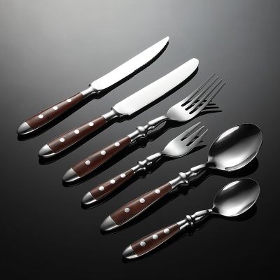 108-piece Silverware Set With wooden Handle, 18/8 Stainless Steel Flatware Sets for 18, Mirror Polished silverware Cutlery Set, Dishwasher Safe tableware for home and kitchen