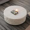 35.43'' Fiberglass Coffee Tables for Living Room,Round Center Table Imitation Stone Table,Vintage Side Modern Coffee Tables for Office Apartment,No Need Assembly-Beige view 4