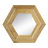 18.5" Hexagon Teak Wood Wall Mirror, Modern Vanity Mirror for Bathroom Living Room view 1