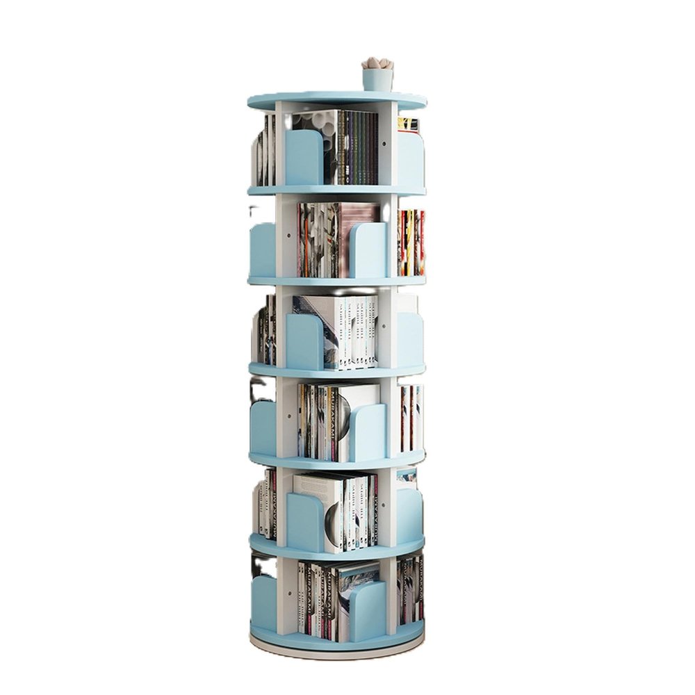 360 Rotating Bookshelf Rotating Bookshelf Tower Spinning Bookshelf Bookshelf With Storage Corner Bookshelf With Storage Suitable for Book Storage living Room Bedroom Study (assembly Required)(Blue,195