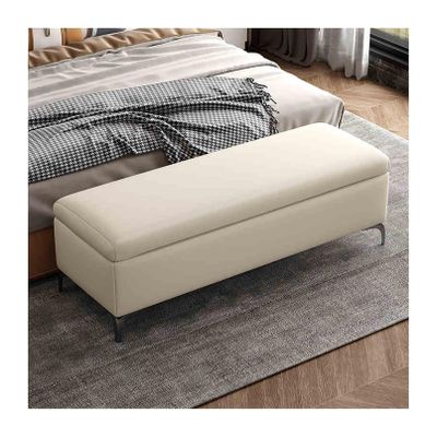 Ottoman With Storage, Upholstered Storage Bench, Storage Toy Box With Seating, Rectangle Shoe Changing Stool, End Of Bed Bench, For Living Room, Bedroom, Entryway, Hallway, Office(White,140x40x42cm)