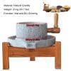 JevLoN Natural Granite Stone Grain Mill - Hand Crank Grinder, Grain Mil with Oak Wood Stand, Manual Grinder for Rice, Coffee Beans, Wheat, Beans(22x35cm) view 2