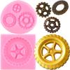 Fondant Mold for Cake,Round Tire Fondant Mold Truck Wheel Silicone Molds Steampunk Gear Candy Resin Clay Mould Cake Decorating Tools Chocolate Moulds 6.7x6.7cm view 2