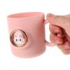 FRCOLOR Pink Toothbrush Holder with Handle, Cartoon Bunny Animal Mouthwash Cup for Kids Children Brushing Teeth, Reusable Rinse Plastic Tumbler for Bathroom Sink and Travel 4.72X3.34X3.14In view 2
